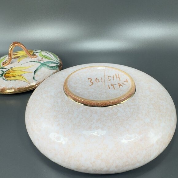 Vintage Italian Pottery Covered Dish Container Jar Box With Lid Venetian Italian - Picture 7 of 15